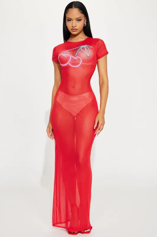 Cherry On Top Cover Up Maxi Dress - Red sold by Fashion Nova