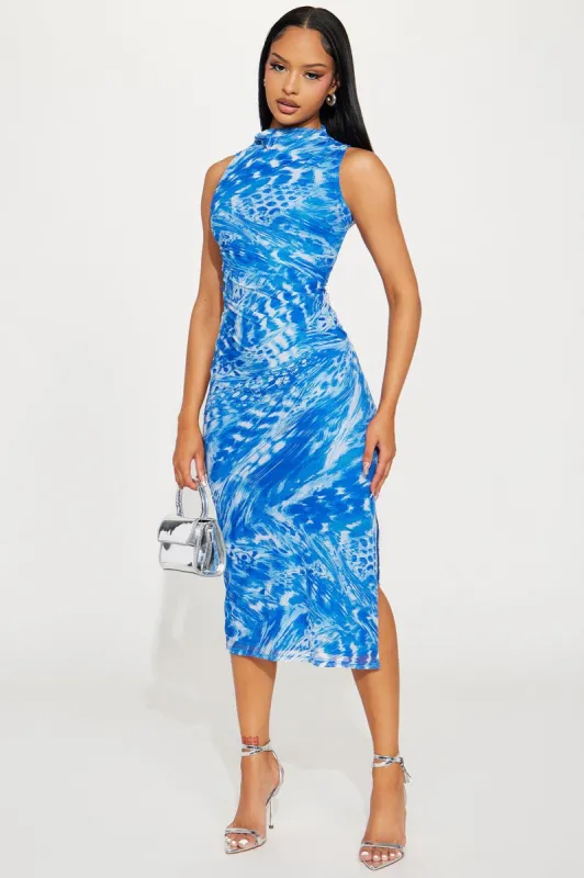 Carmen Mesh Midi Dress - Blue/combo sold by Fashion Nova