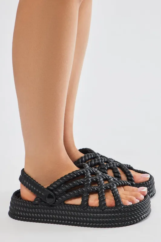 Time Travel Casual Slides - Black sold by Fashion Nova