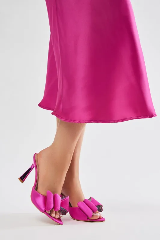 Shyla Heeled Mules - Fuchsia sold by Fashion Nova