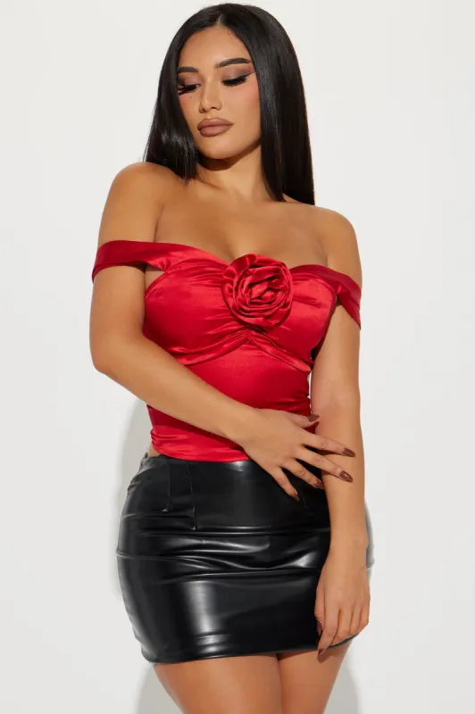 All Beauty Satin Blouse Top - Red sold by Fashion Nova