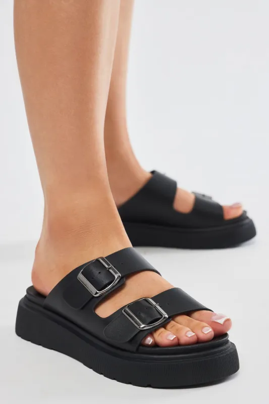 Don't Make It Complicated Sandals - Black sold by Fashion Nova