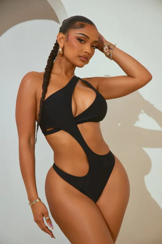 Sari Strappy Cutout 1 Piece Swimsuit - Black sold by Fashion Nova
