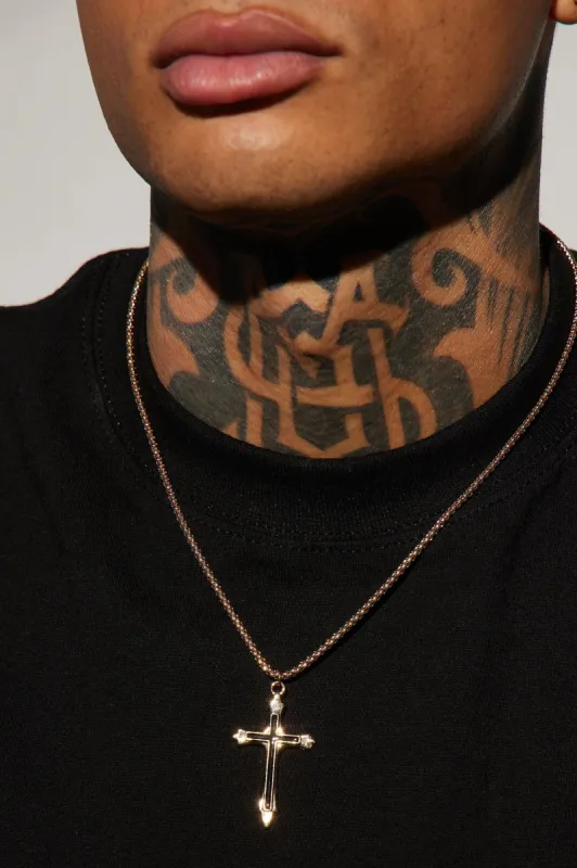 To The Metal Cross Chain Necklace - Gold sold by Fashion Nova