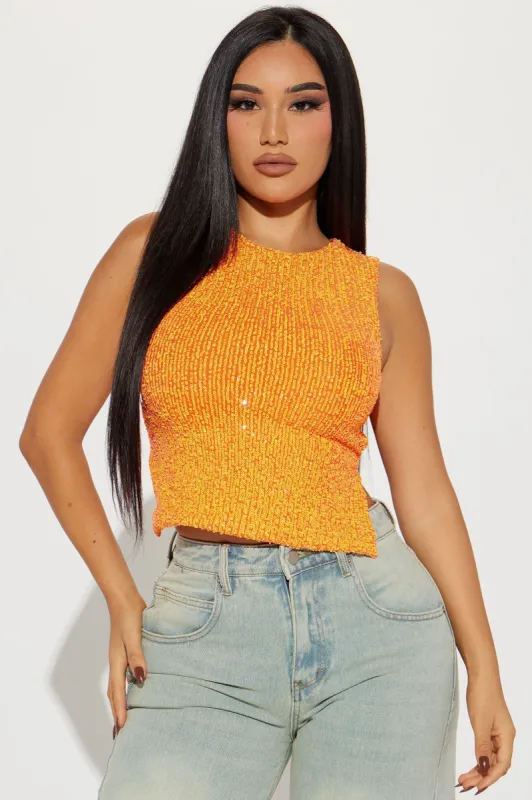 Spot Light Sequin Top - Orange sold by Fashion Nova