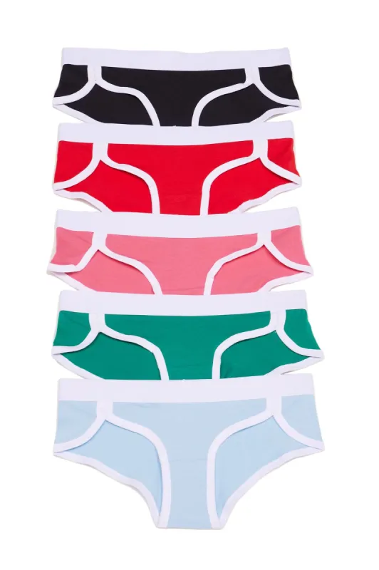 Keep It Basic 5 Pack Hipster Panties - Black/combo sold by Fashion Nova