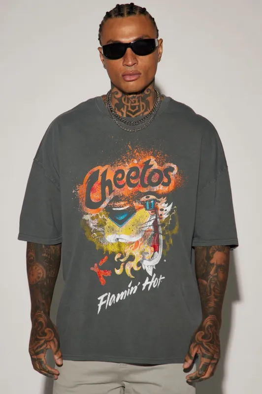 Flamin' Hot Cheetos It Aint Easy Being Cheesy Oversized Short Sleeve Tee - Black sold by Fashion Nova