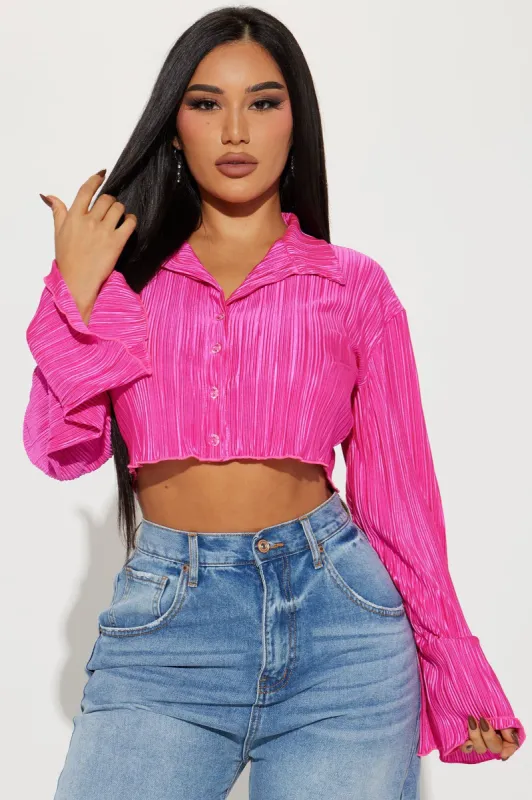 Find Your Love Cropped Shirt - Fuchsia sold by Fashion Nova
