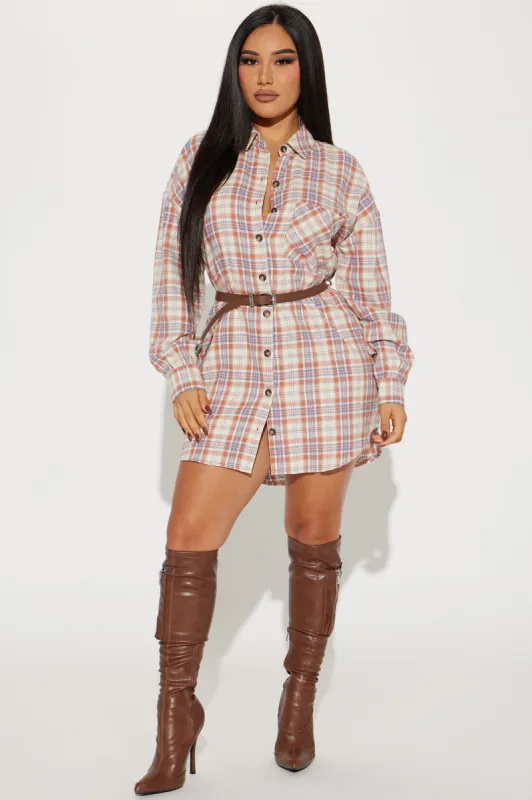 Kennedy Mini Shirt Dress - Taupe made by Fashion Nova