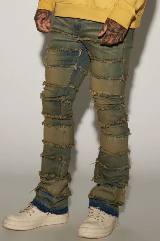 All Around Fray Stacked Skinny Flare Jeans - Dark Wash sold by Fashion Nova