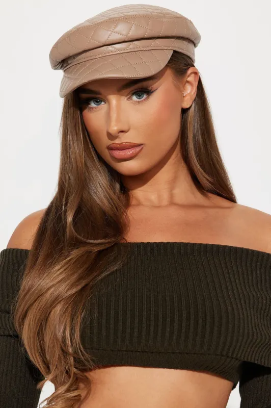 Quilted Cabbie Hat - Taupe sold by Fashion Nova