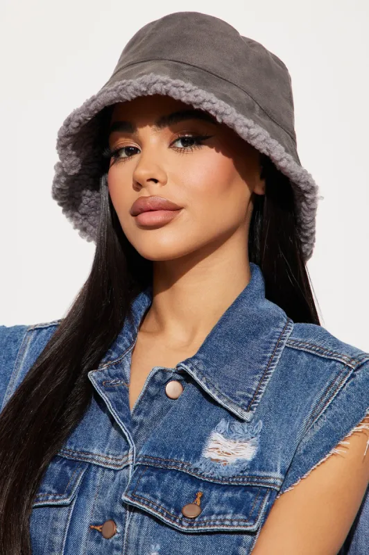 Live In The Moment Bucket Hat - Charcoal sold by Fashion Nova