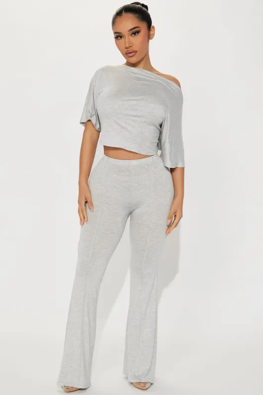 Being Myself Pant Set - Heather Grey sold by Fashion Nova