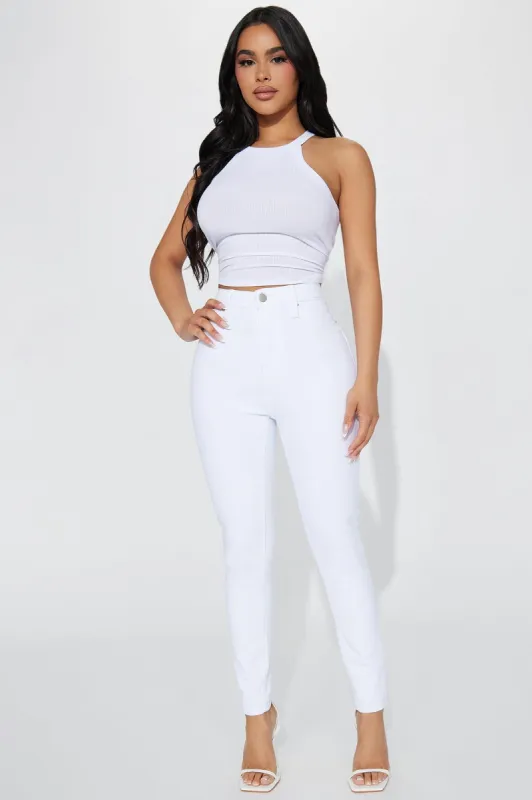 Petite Tulsa Booty Lifting High Rise Stretch Skinny Jeans - White sold by Fashion Nova