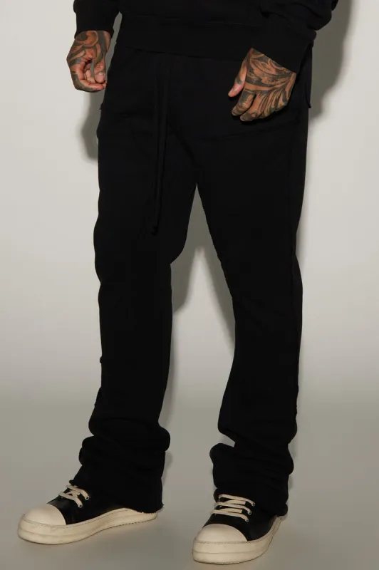 Tyson Frayed Carpenter Flared Sweatpant - Black sold by Fashion Nova