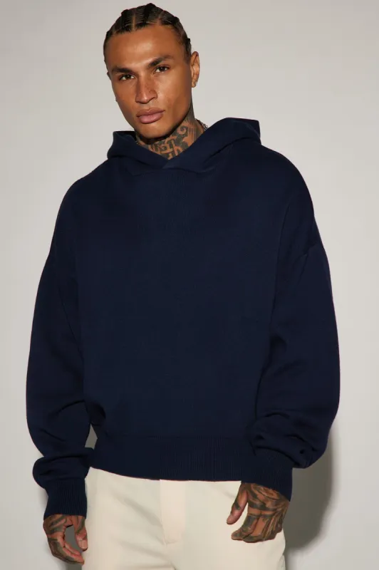 In My Feels Heavyweight Sweater Hoodie - Navy sold by Fashion Nova