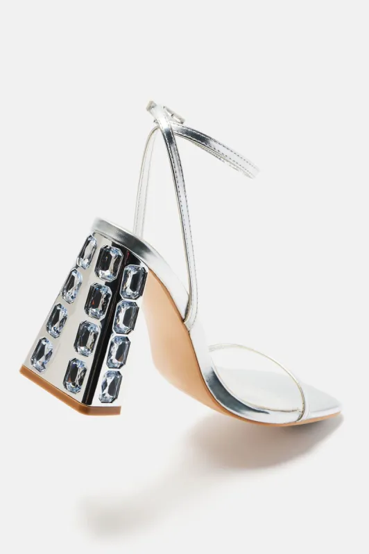 I Mean It Heeled Sandals - Silver sold by Fashion Nova