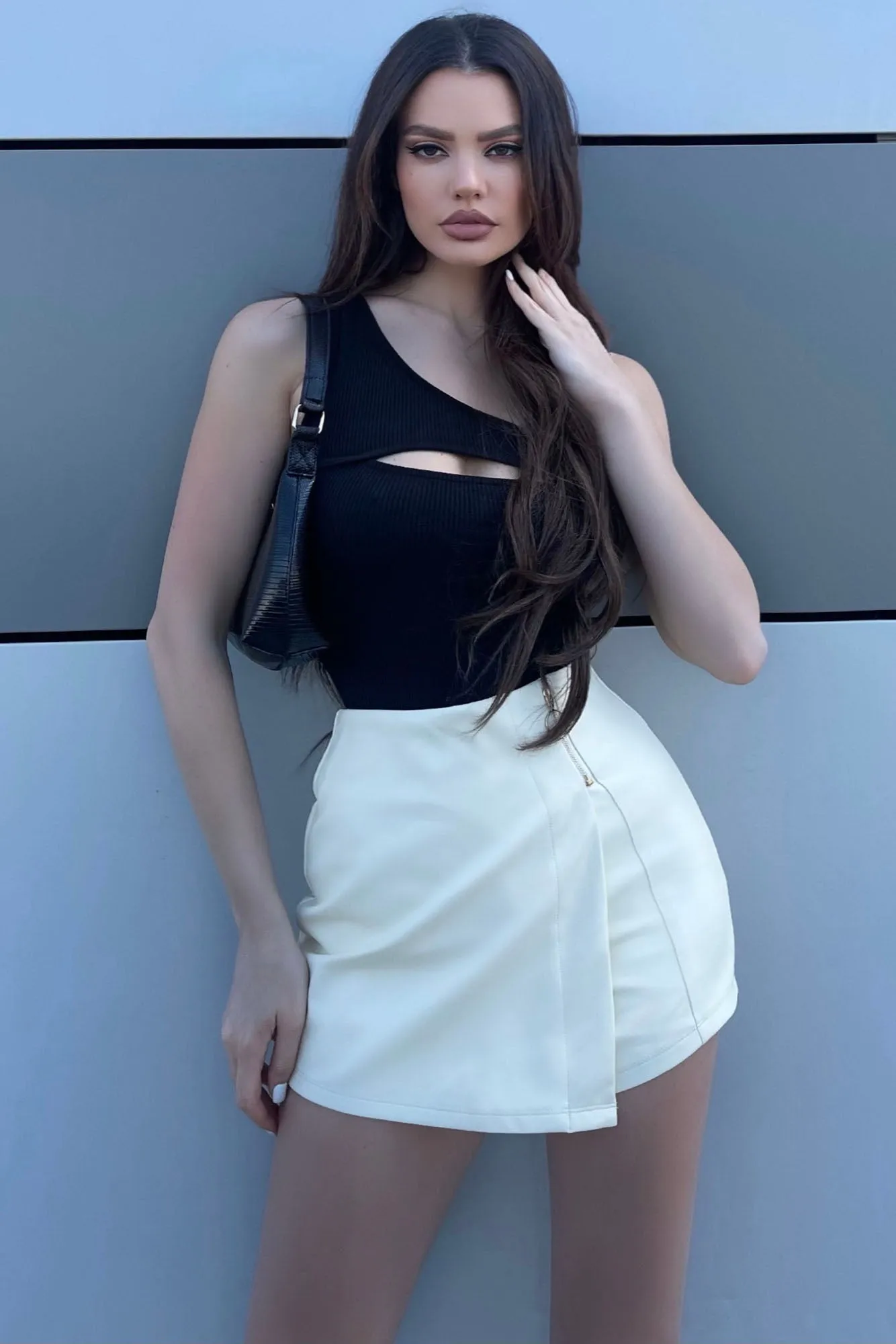 Good For You Faux Leather Skort - Cream sold by Fashion Nova product image thumbnail 2