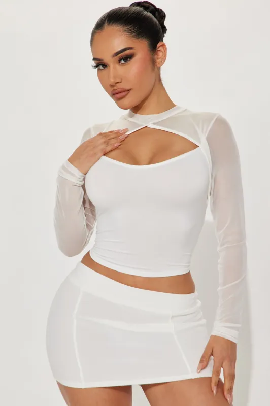 No Promises Mesh Top - White sold by Fashion Nova