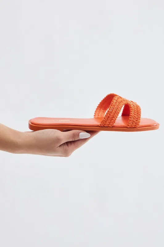 Poolside Babe Flat Sandals - Orange sold by Fashion Nova