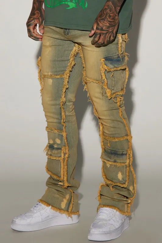 We Got This Fray Stacked Skinny Flare Jeans - Medium Wash sold by Fashion Nova
