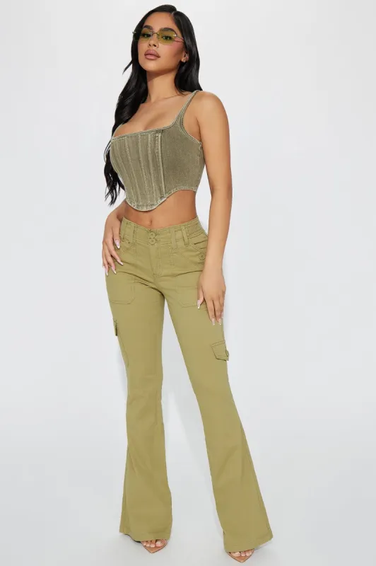 Stevie Cargo Flare Pant - Olive sold by Fashion Nova