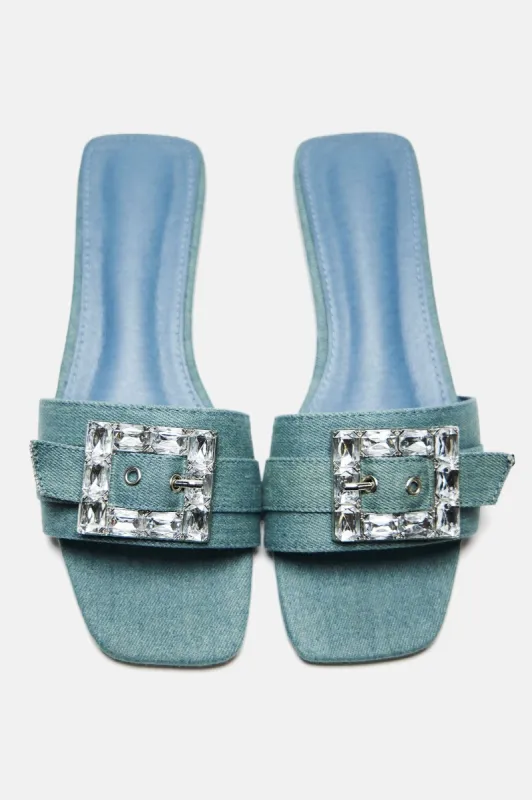 Lara Embellished Sandals - Denim sold by Fashion Nova