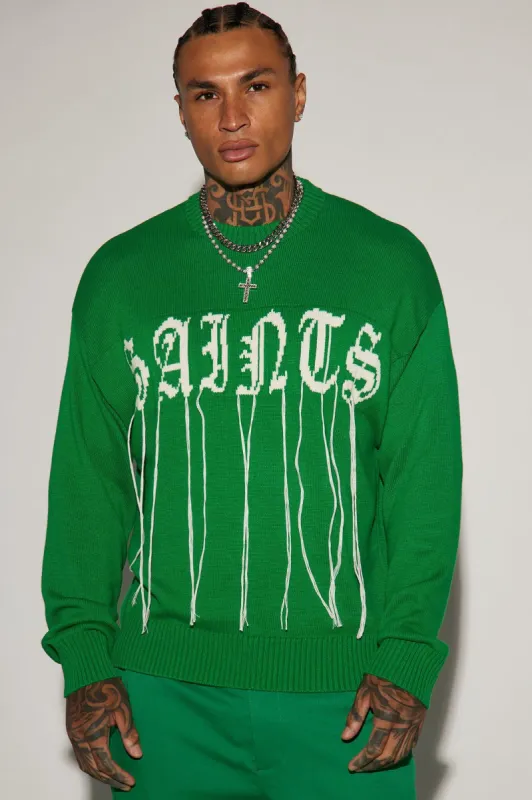 Saints Crewneck Sweater - Green/combo sold by Fashion Nova
