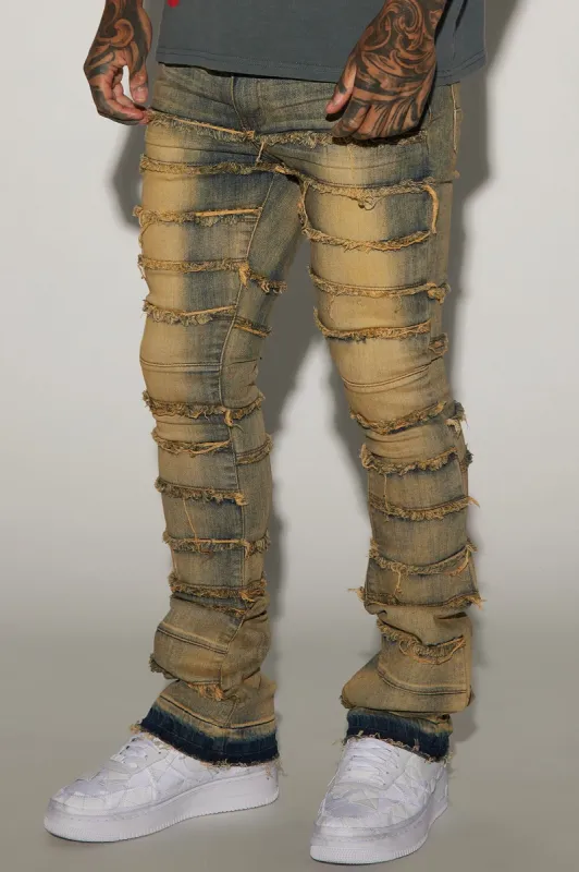 Don't Come At Me Fray Stacked Skinny Flare Jeans - Vintage Wash made by Fashion Nova