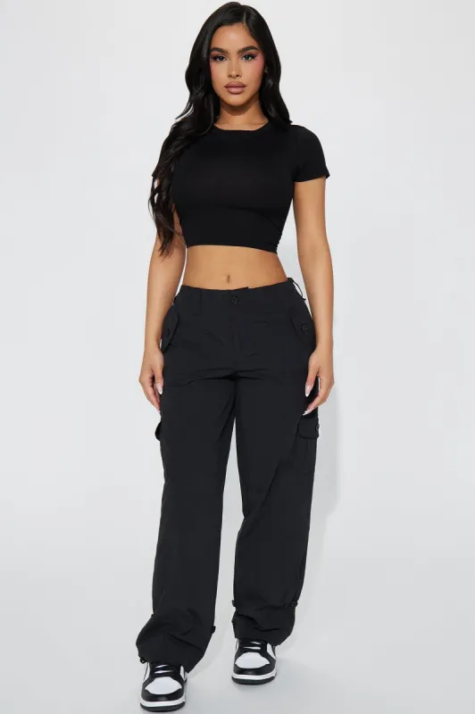 Hold On Cargo Parachute Pant - Black sold by Fashion Nova