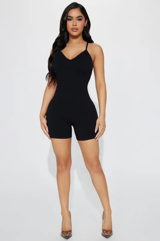 Chealsea Seamless Romper - Black sold by Fashion Nova