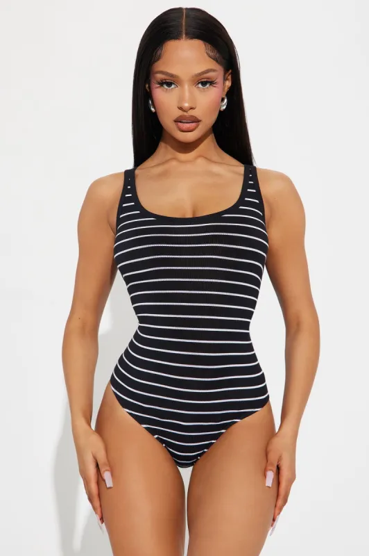 Sasha Striped Bodysuit - Black/White sold by Fashion Nova