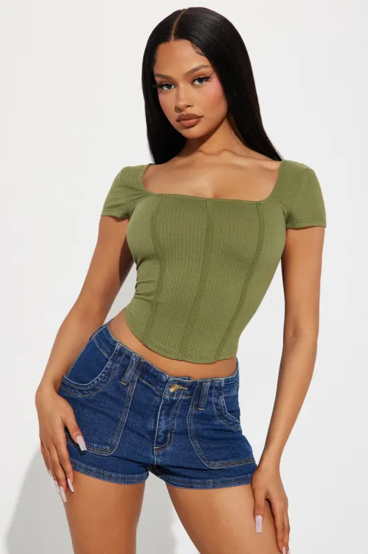 Yours To Keep Corset Top - Olive sold by Fashion Nova