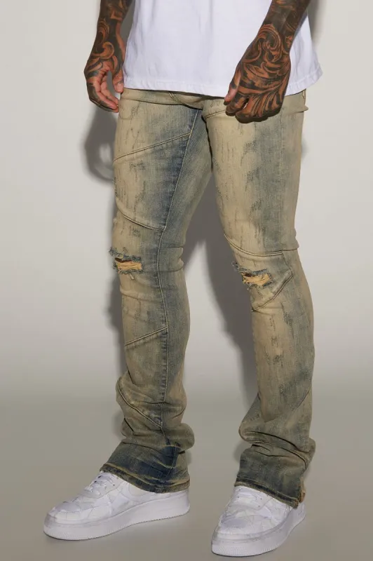 Lowkey Panel Stacked Skinny Flare Jeans - Medium Wash sold by Fashion Nova