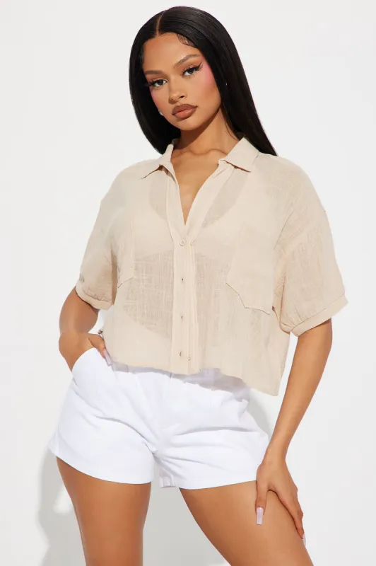 Sun Dreams Linen Shirt - Sand sold by Fashion Nova
