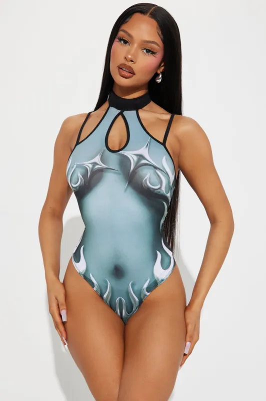 Fired Up Sleeveless Bodysuit - Black/combo sold by Fashion Nova