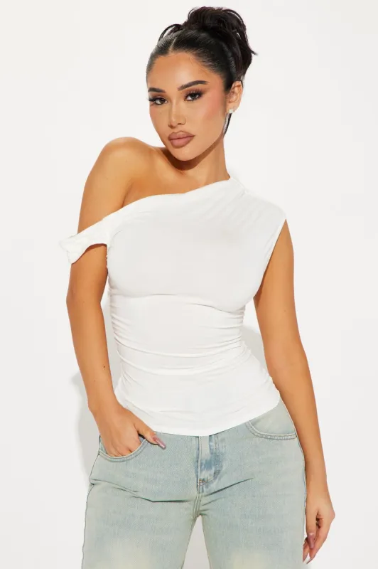 Bianca One Shoulder Top - White sold by Fashion Nova