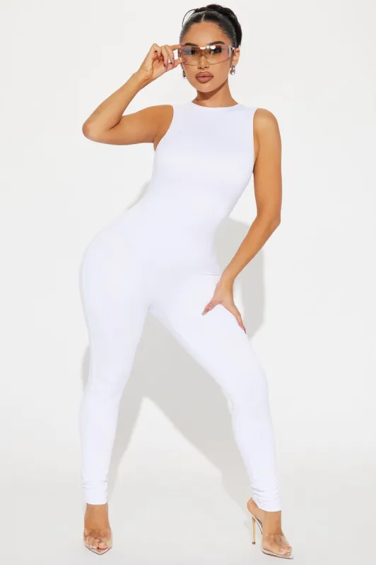 Gracen Double Lined Jumpsuit - White sold by Fashion Nova