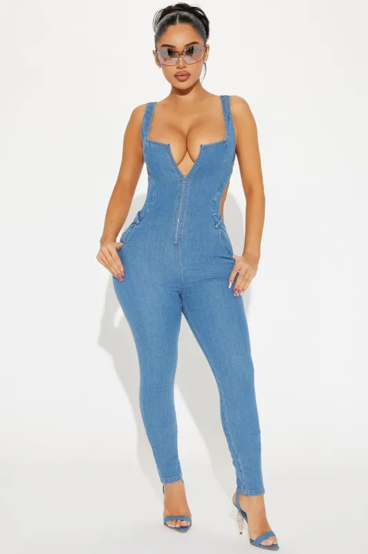 Karli Denim Jumpsuit - Medium Wash sold by Fashion Nova