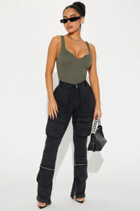 Corrina Flare Cargo Pant - Black sold by Fashion Nova