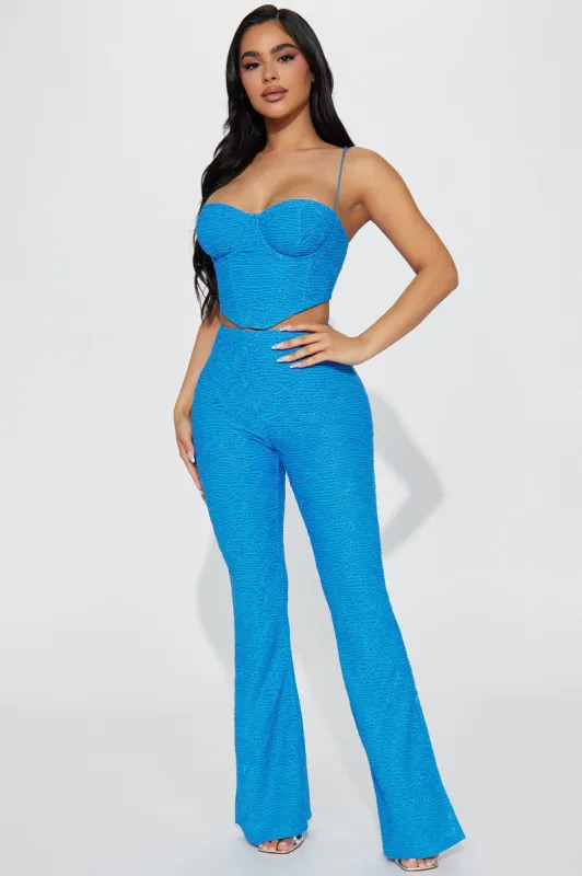 Macie Textured Pant Set - Blue sold by Fashion Nova