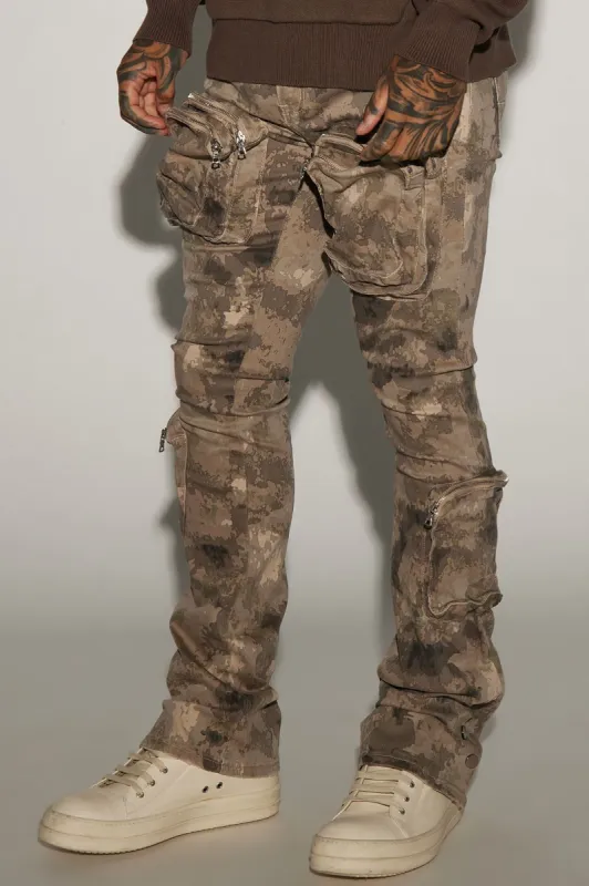 Round Up Stacked Skinny Flare Pants - Brown/combo sold by Fashion Nova