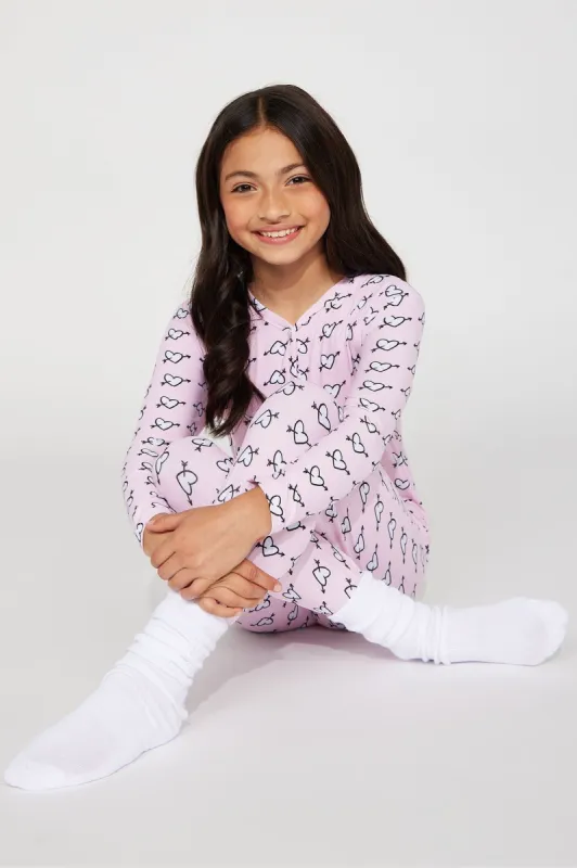 Mini Caught My Heart Tight Fit Jumpsuit Onesie - White/Pink sold by Fashion Nova