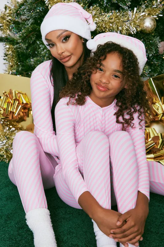 Mini Holiday Cheer 2 Piece Tight Fit Jumpsuit Onesie Set - White/Pink sold by Fashion Nova