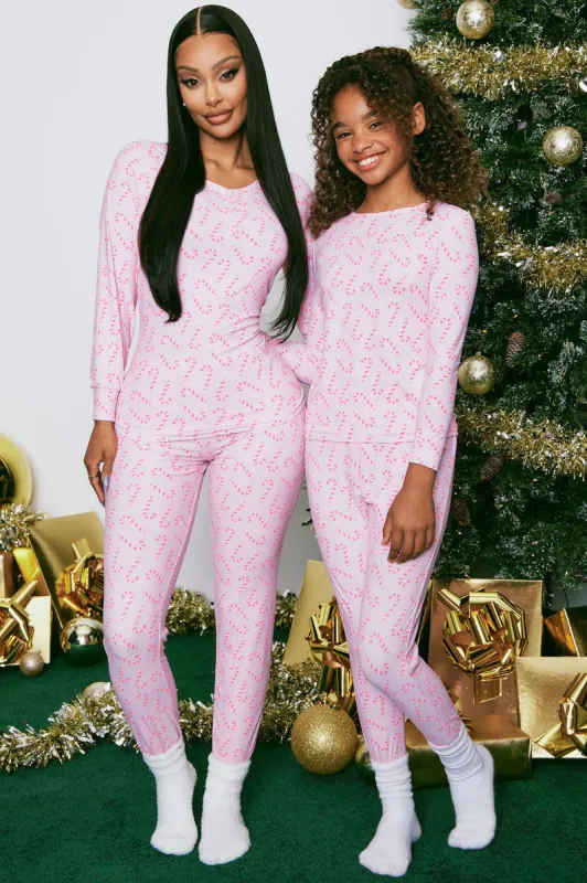 Mini Candy Cane Baby Tight Fit Jogger Set - Pink/Pink sold by Fashion Nova