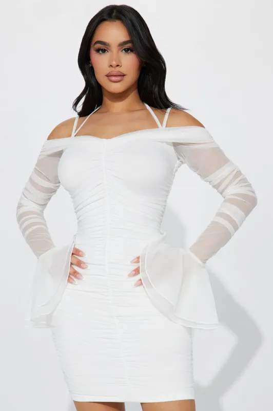 Jocie Mesh Mini Dress - White sold by Fashion Nova