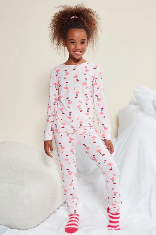 Mini Fa La La Flamingo Tight Set - Pink/combo sold by Fashion Nova