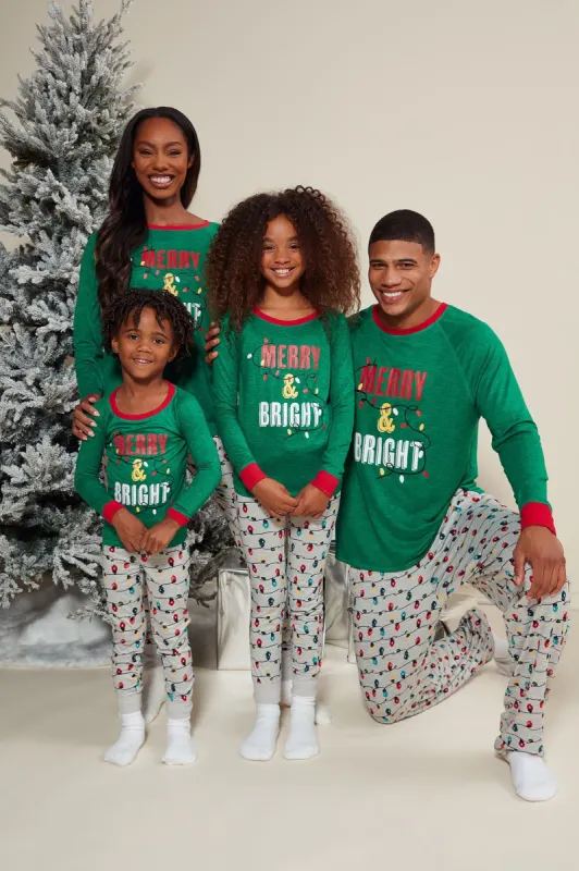 Mini Light Up The Holidays Tight Fit Set - Green/combo sold by Fashion Nova