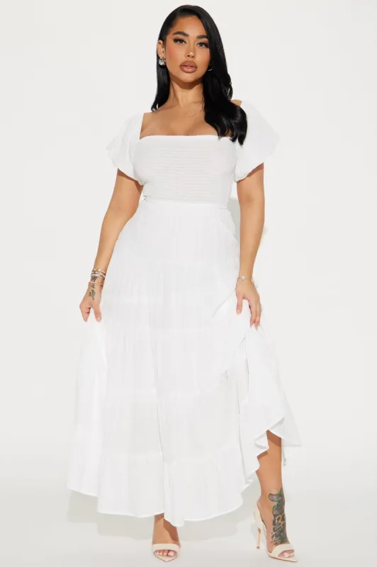 Georgia Ruffle Maxi Dress - White sold by Fashion Nova