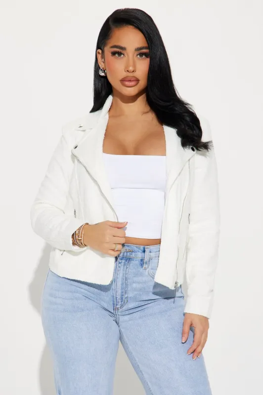 Lana Tweed Moto Jacket - White sold by Fashion Nova